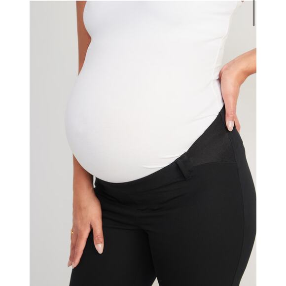 Old Navy Black Office Work Career Side Panel Maternity Pixie Flare Pants Size 20 - Picture 2 of 14